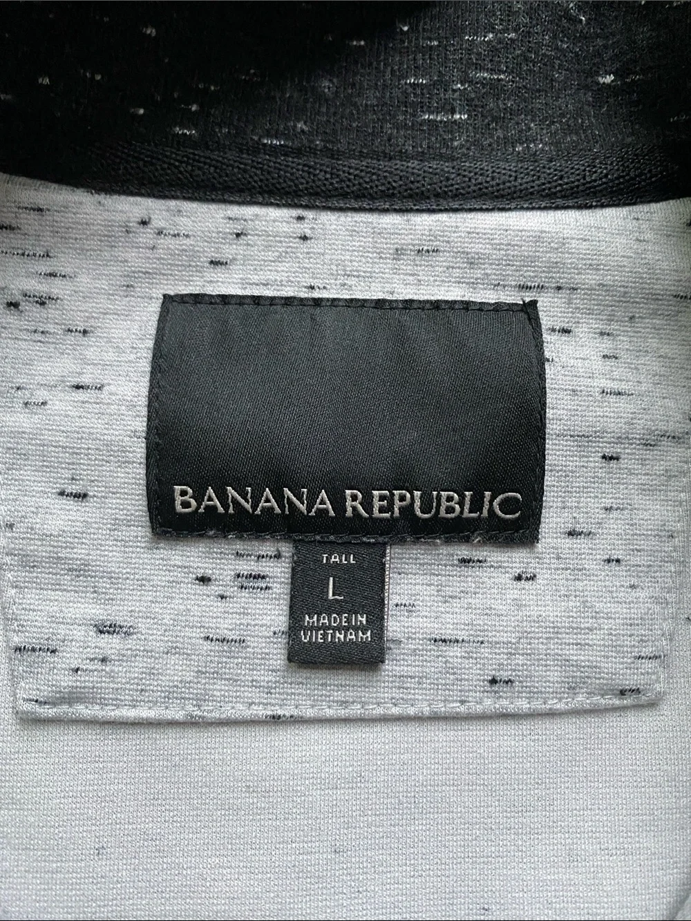 Banana Republic Light Gray Full Zip Bomber Jacket with Black Trim Mens Sz Large